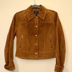 Forever 21 Suede quilted-shoulder jacket